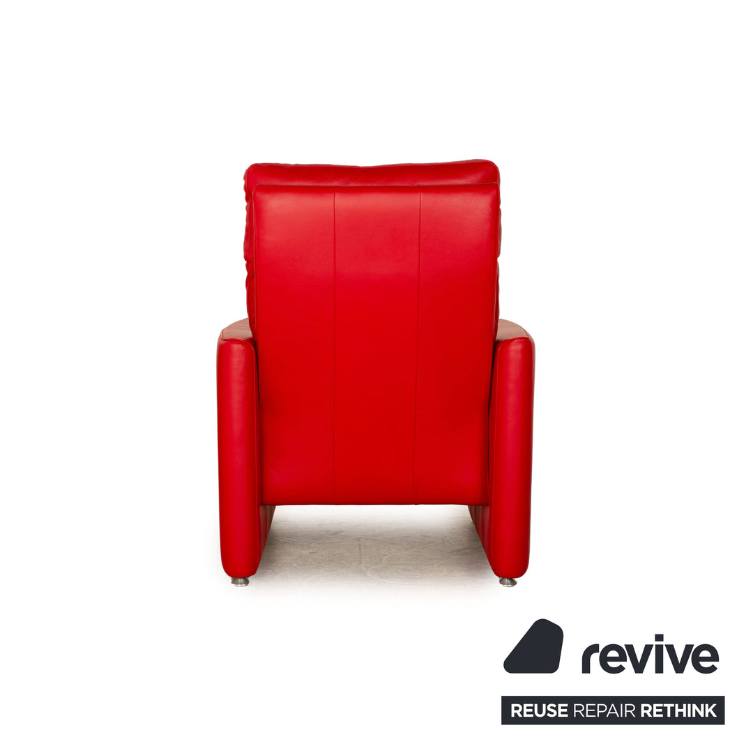 Willi Schillig leather armchair set red