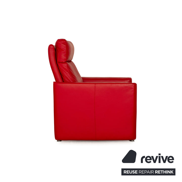 Willi Schillig leather armchair set red