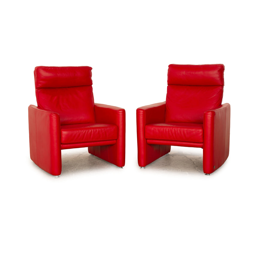 Willi Schillig leather armchair set red