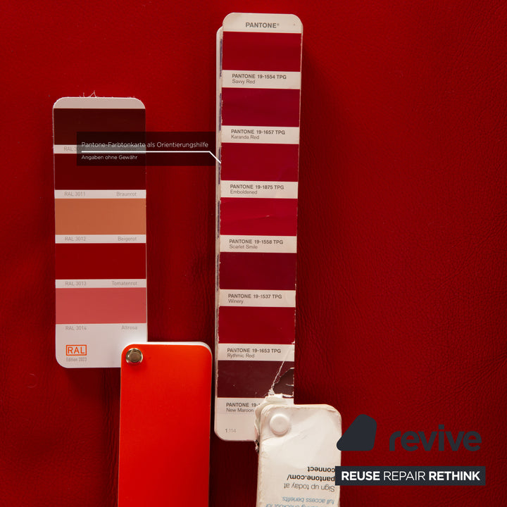 Willi Schillig leather armchair set red