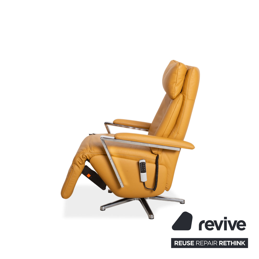 Willi Schillig Fauteuil en cuir orange ocre fonction électrique pivotant
