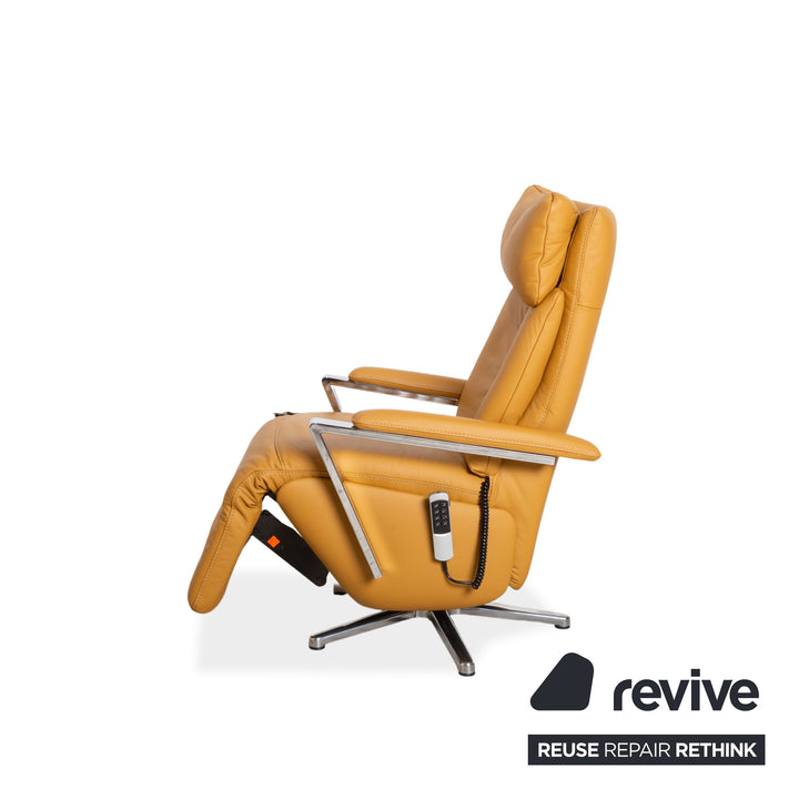 Willi Schillig Fauteuil en cuir orange ocre fonction électrique pivotant
