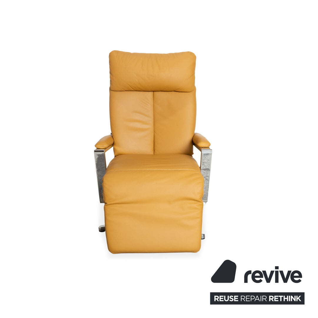 Willi Schillig Leder Sessel Orange Ocker elektrische Funktion Drehbar