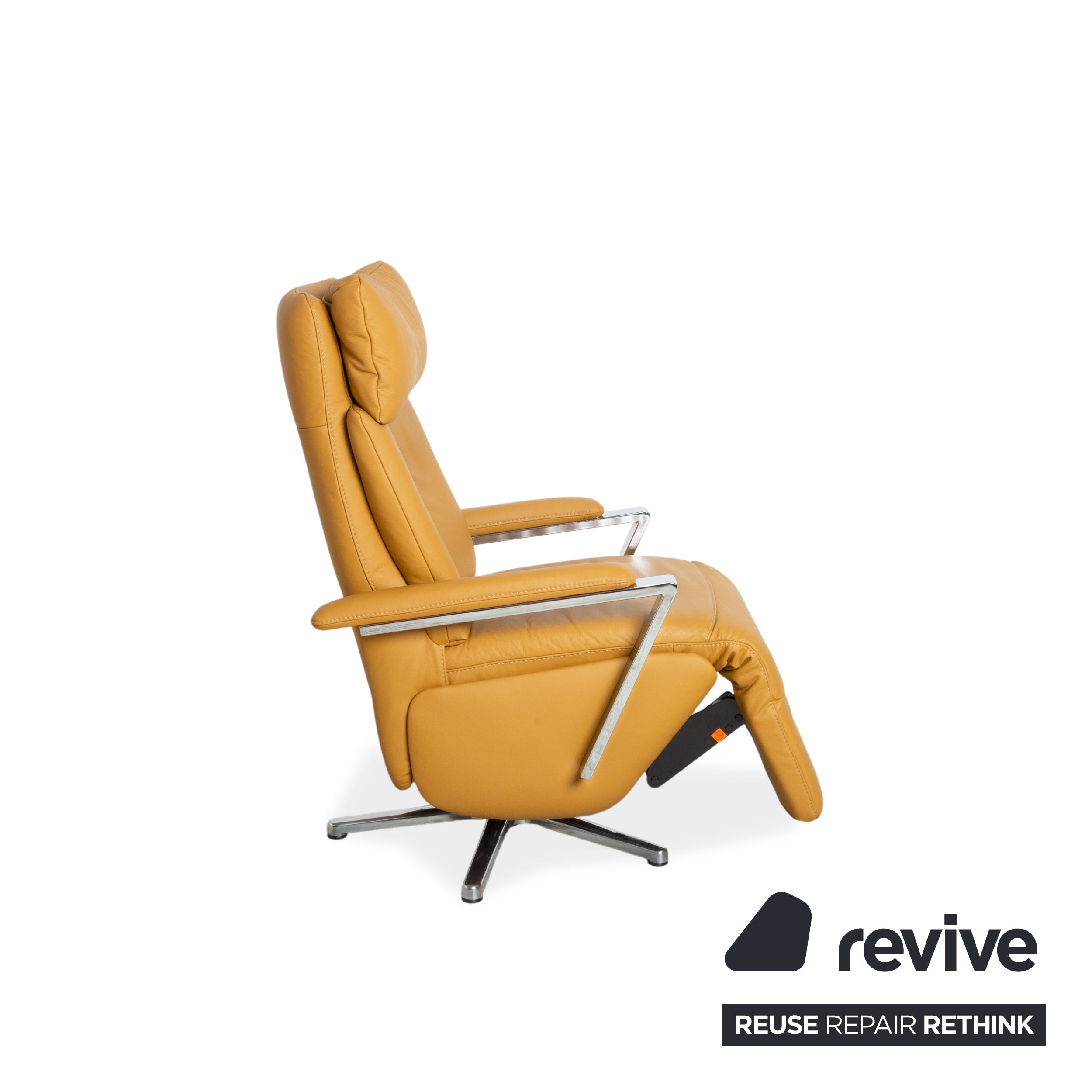 Willi Schillig Leather Armchair Orange Ochre Electric Recliner Swivel