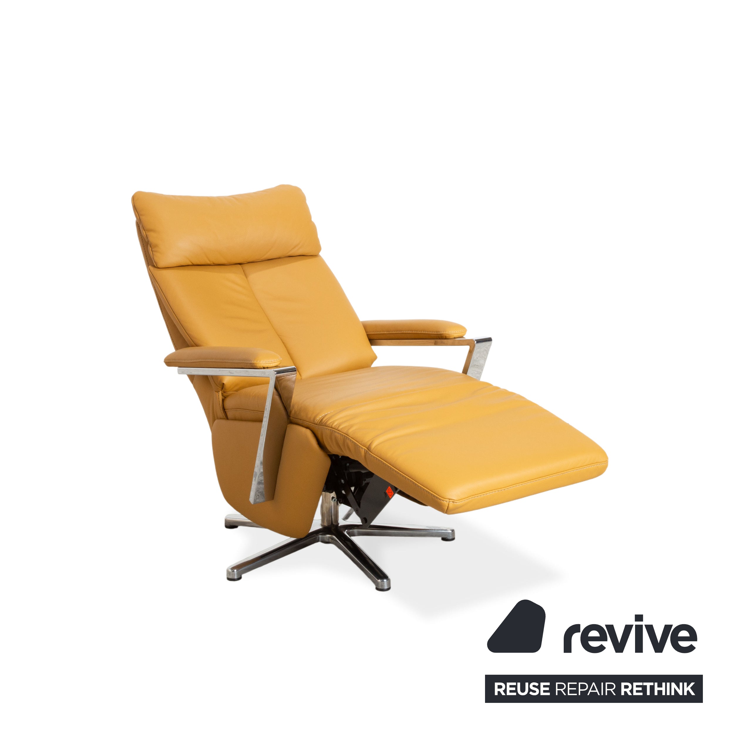 Willi Schillig Leather Armchair Orange Ochre Electric Recliner Swivel