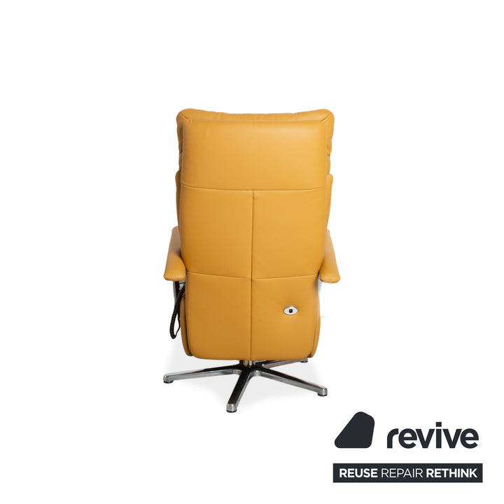 Willi Schillig Fauteuil en cuir orange ocre fonction électrique pivotant