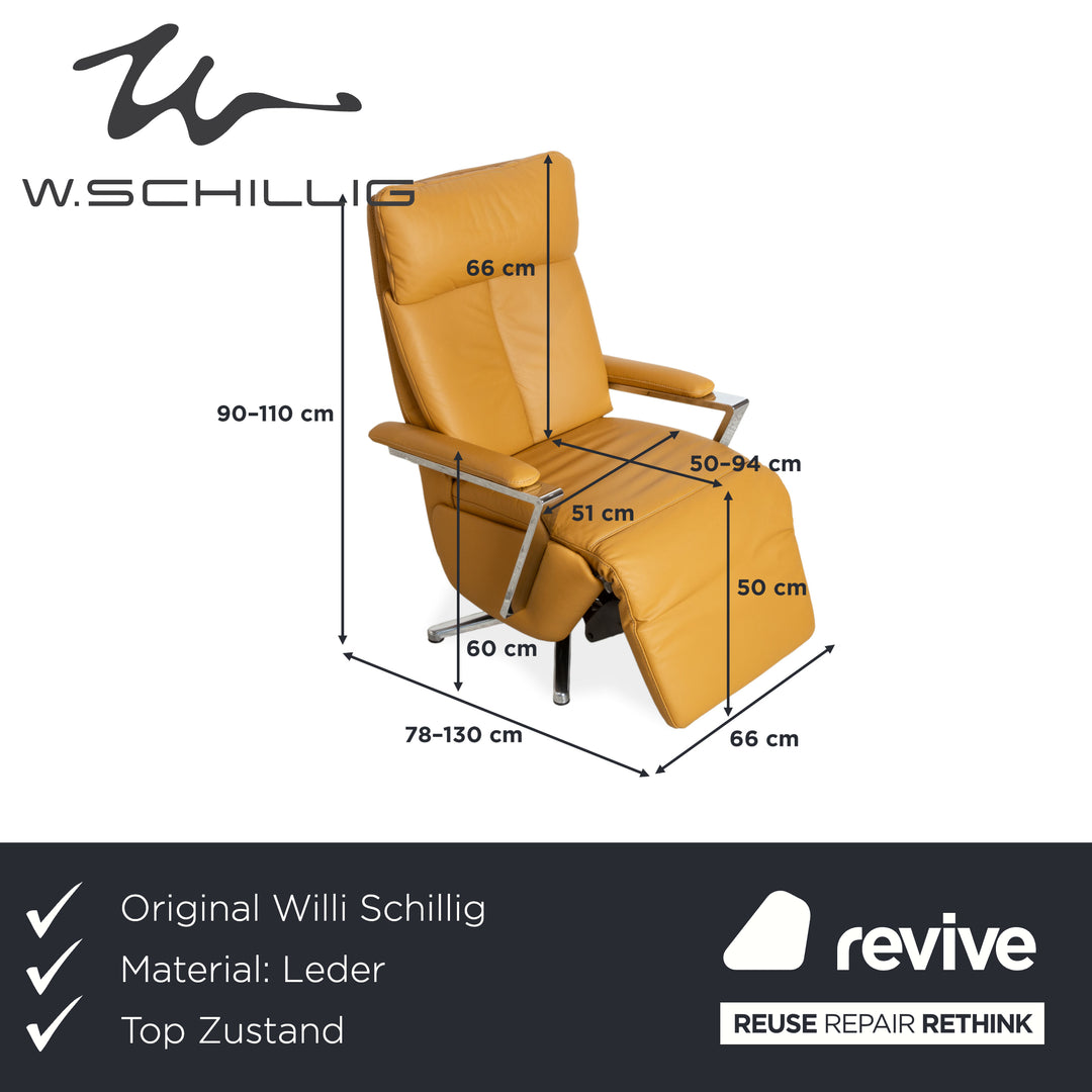Willi Schillig Leder Sessel Orange Ocker elektrische Funktion Drehbar