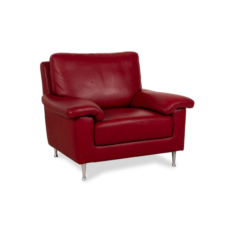 Willi Schillig leather armchair red