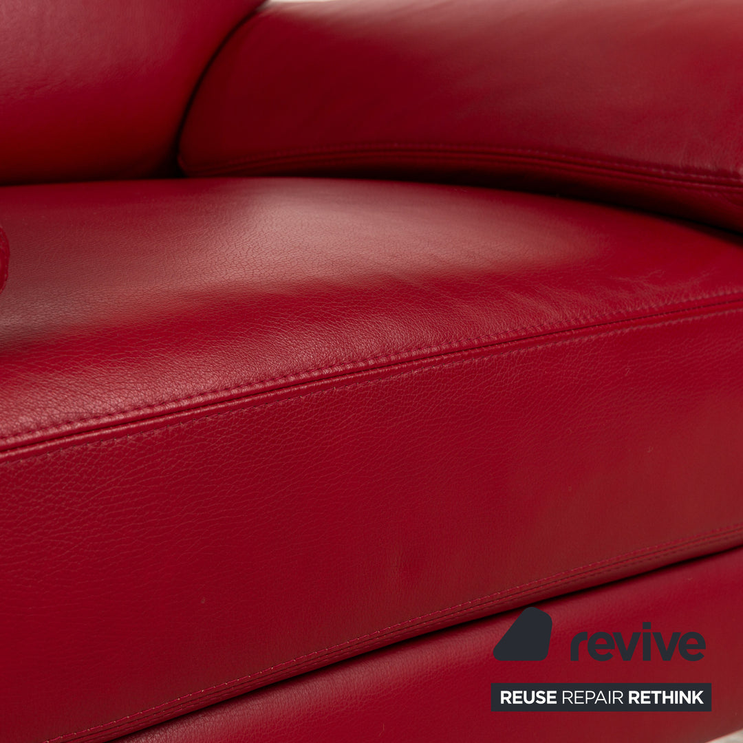 Willi Schillig leather armchair red