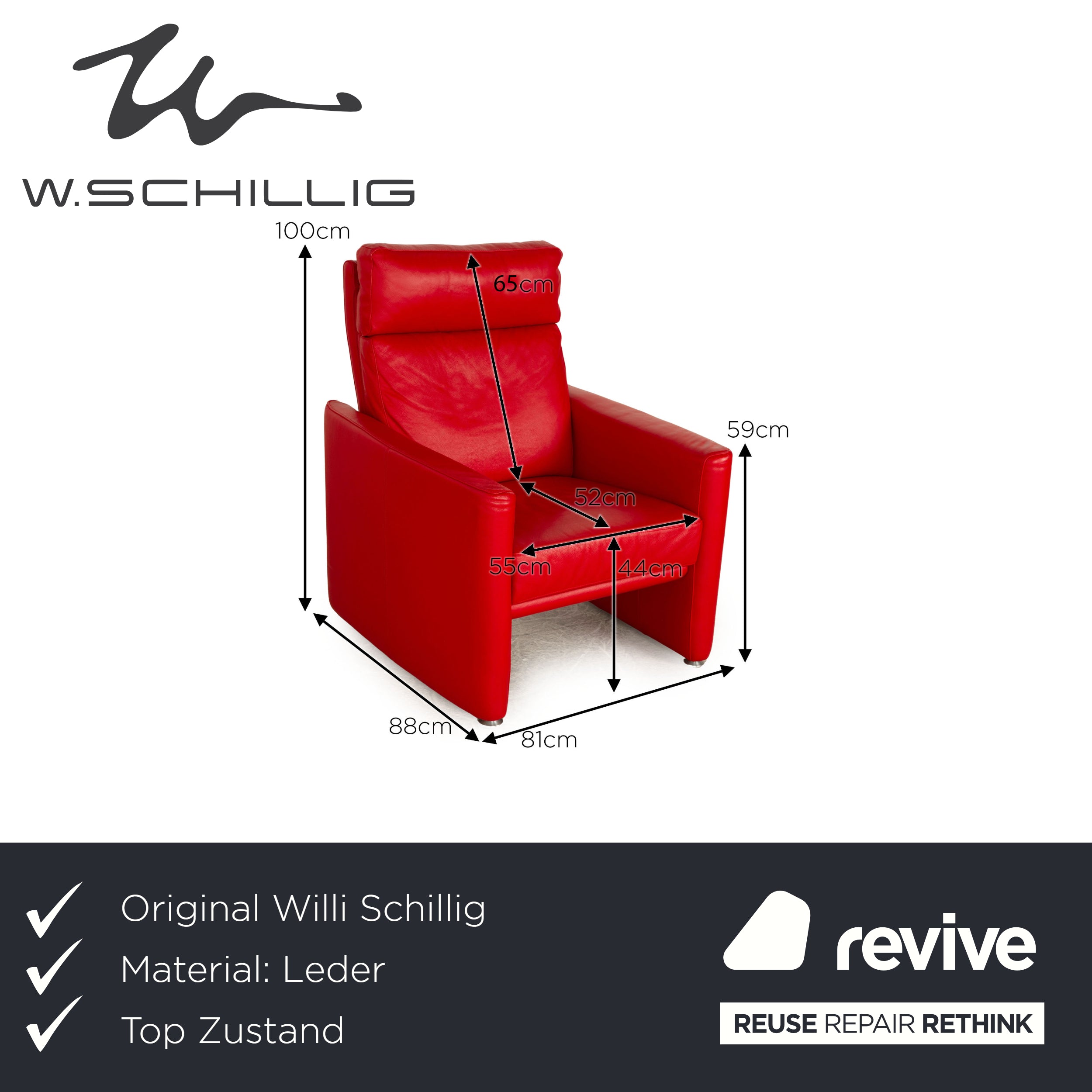 Willi Schillig Leder Sessel Rot