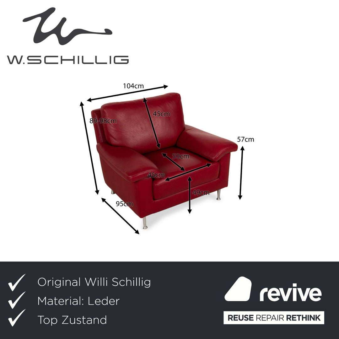 Willi Schillig leather armchair red