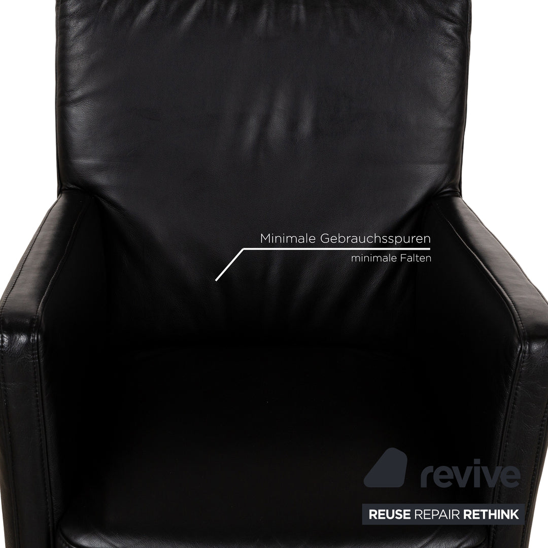 Willi Schillig fauteuil en cuir noir