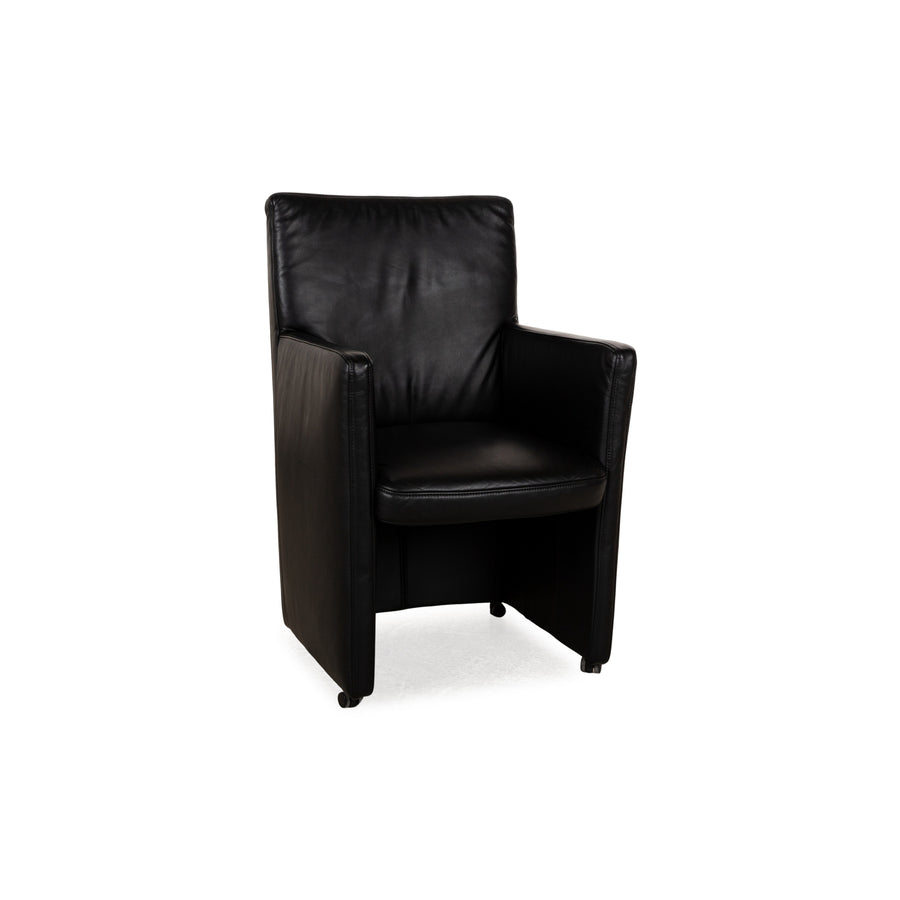 Willi Schillig fauteuil en cuir noir