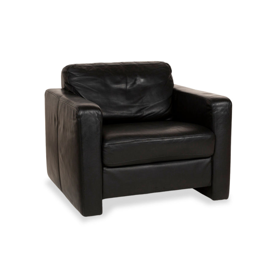 Willi Schillig fauteuil en cuir noir