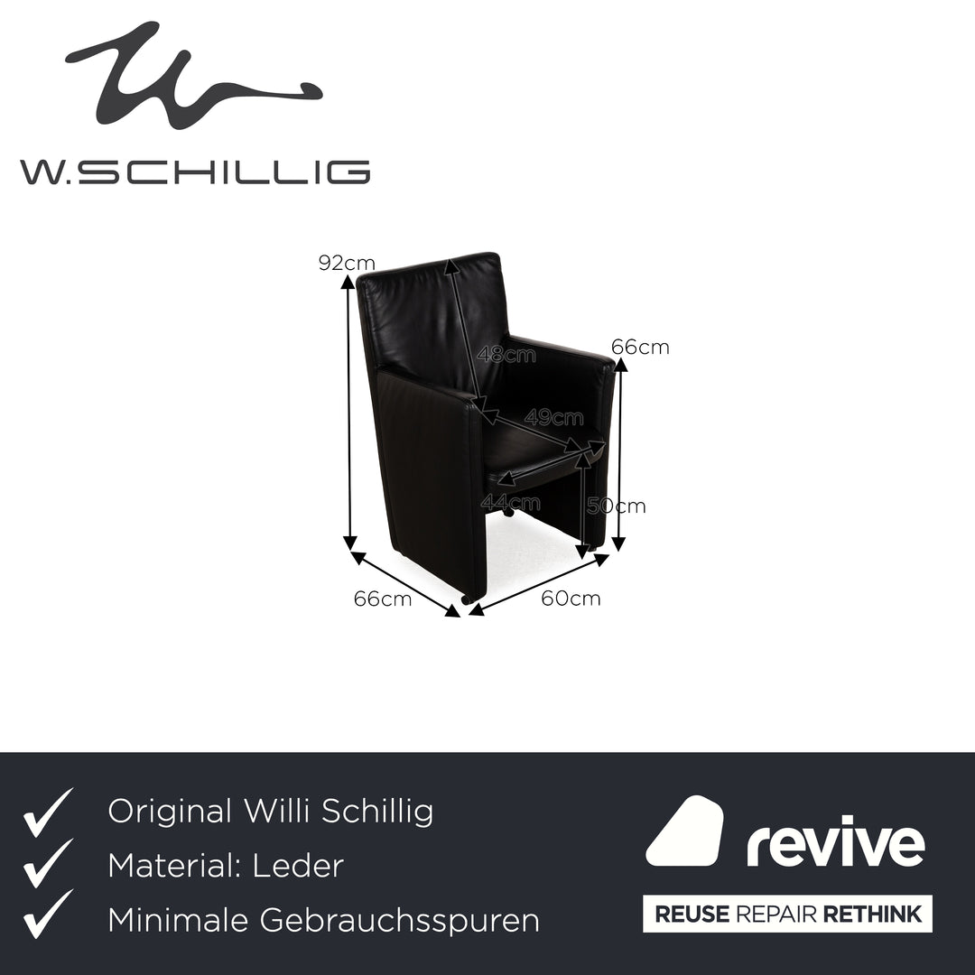 Willi Schillig fauteuil en cuir noir