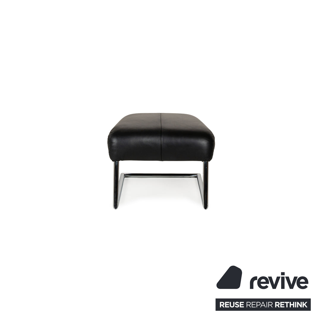 Willi Schillig Leather Armchair Black incl. Stool