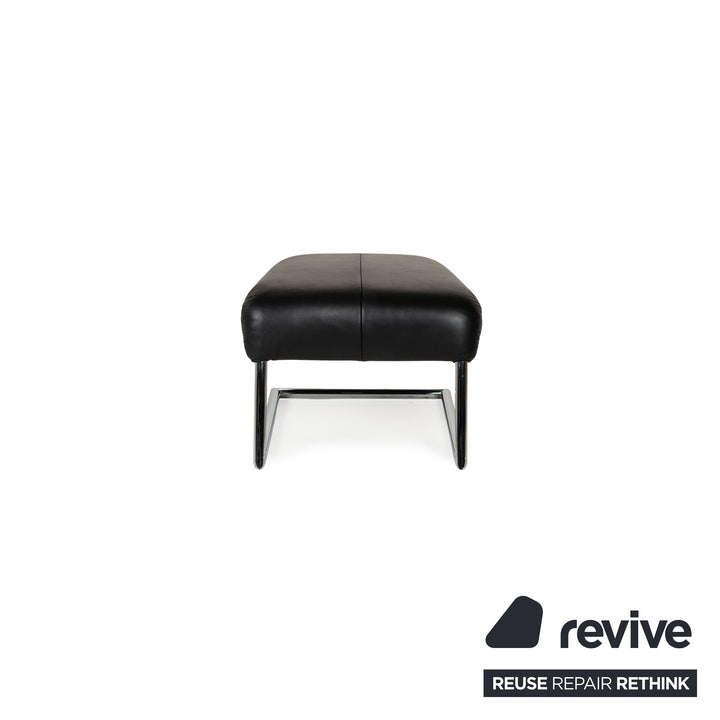 Willi Schillig Leather Armchair Black incl. Stool