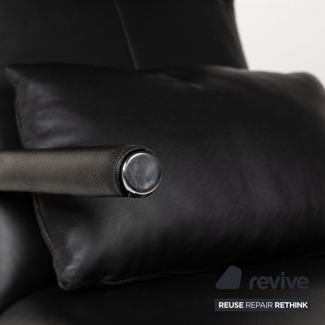 Willi Schillig Leather Armchair Black incl. Stool