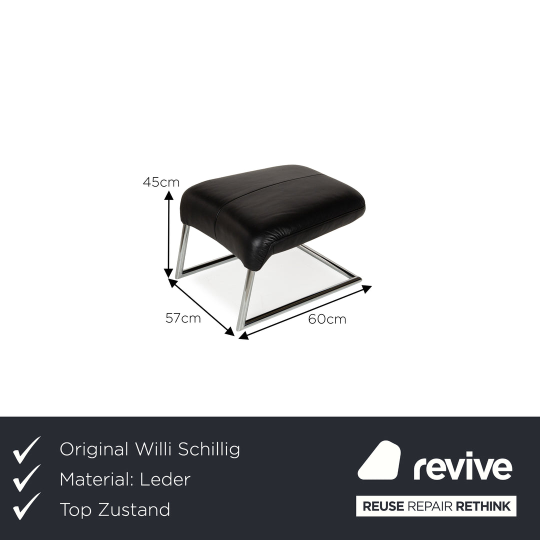 Willi Schillig Leather Armchair Black incl. Stool