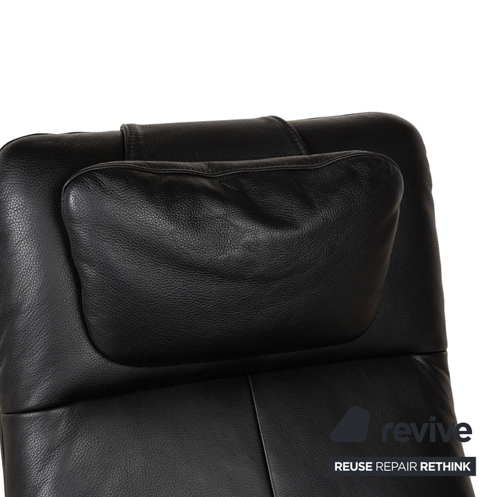 Willi Schillig Leather Armchair Black incl. Stool