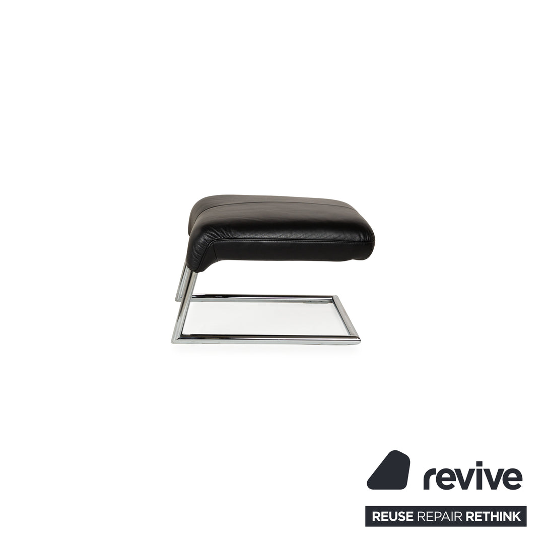 Willi Schillig Leather Armchair Black incl. Stool