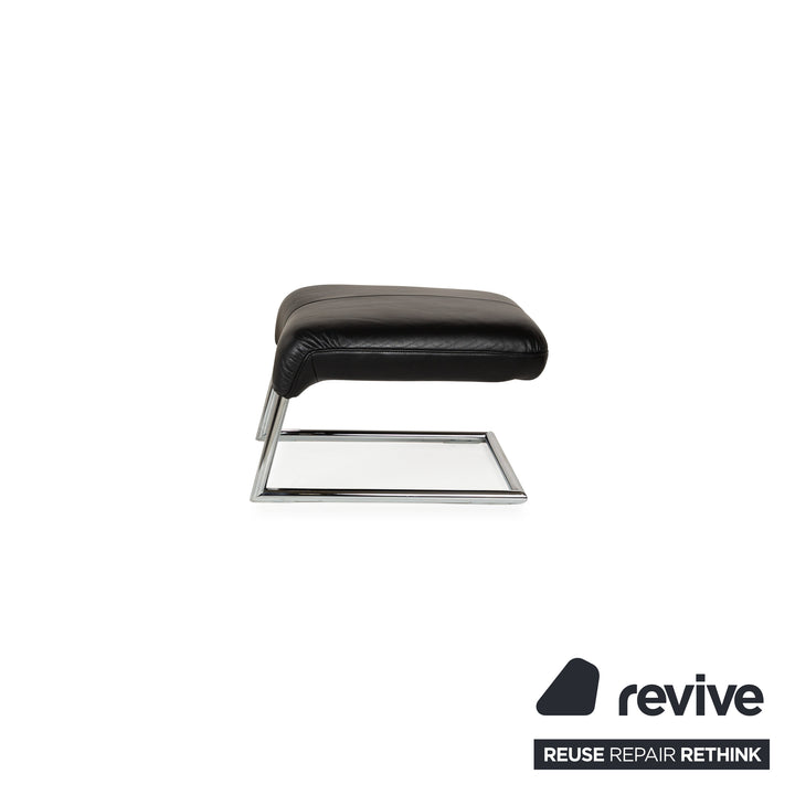 Willi Schillig Leather Armchair Black incl. Stool