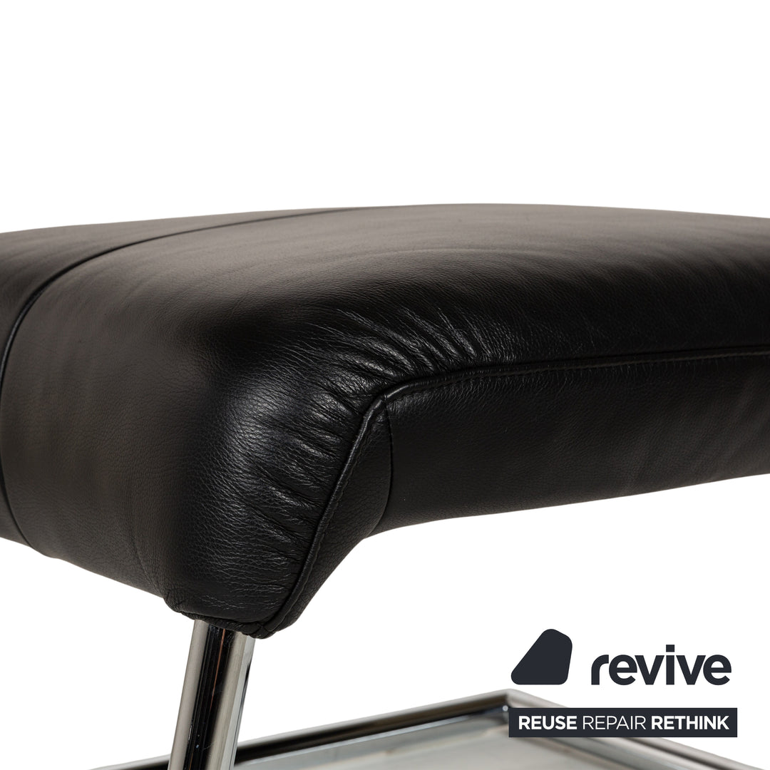 Willi Schillig Leather Armchair Black incl. Stool