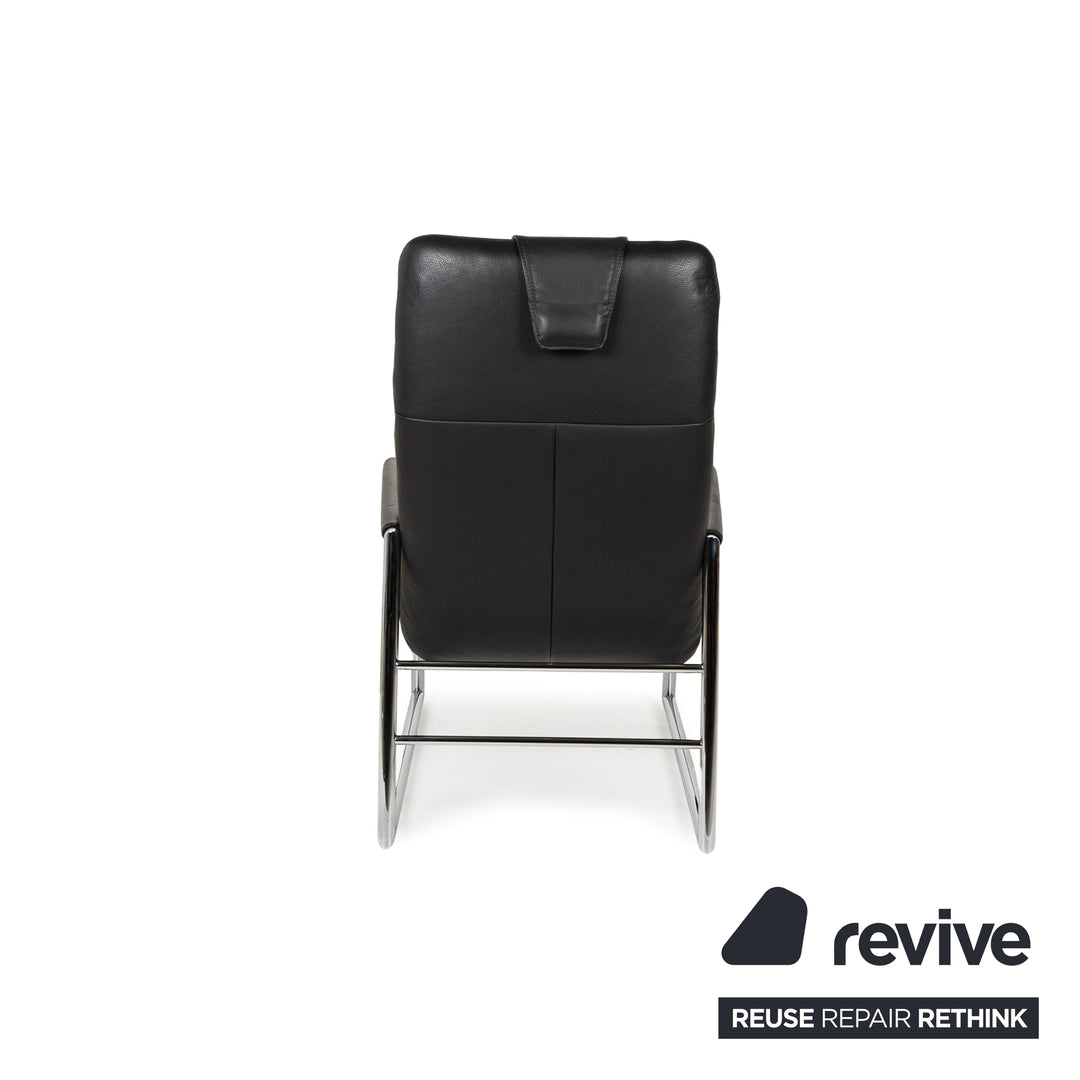 Willi Schillig Leather Armchair Black incl. Stool