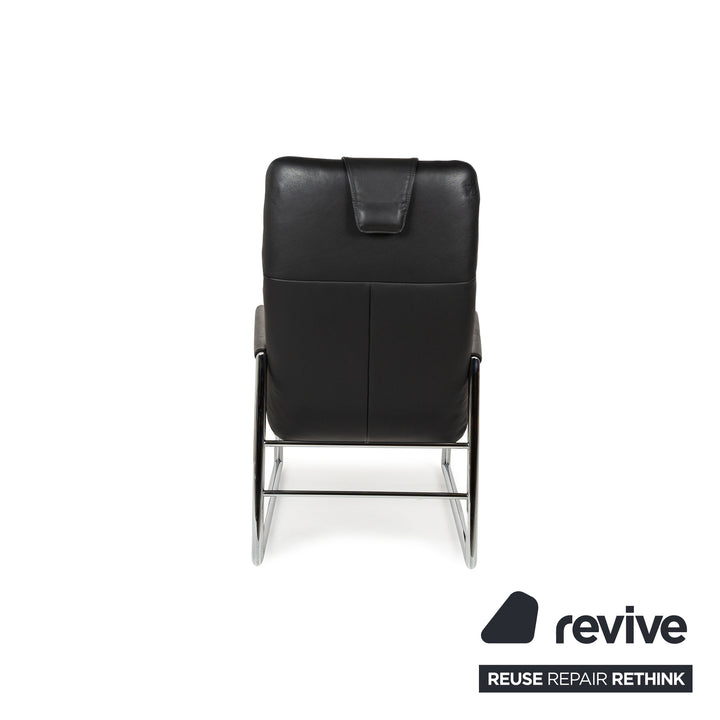 Willi Schillig Leather Armchair Black incl. Stool