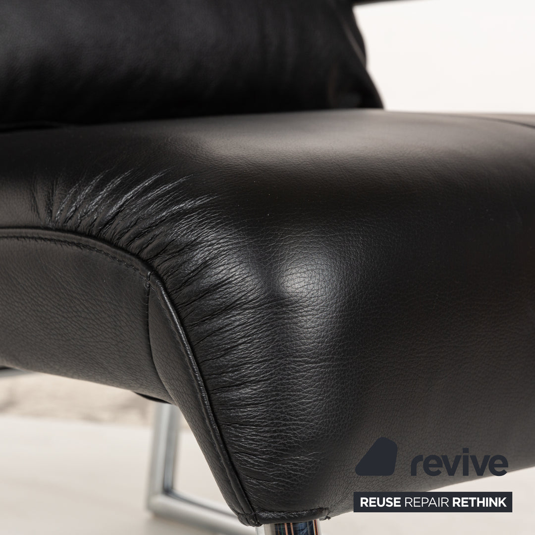 Willi Schillig Leather Armchair Black incl. Stool