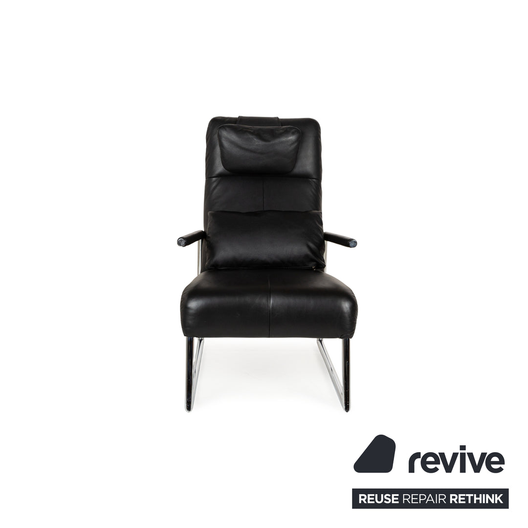 Willi Schillig Leather Armchair Black incl. Stool