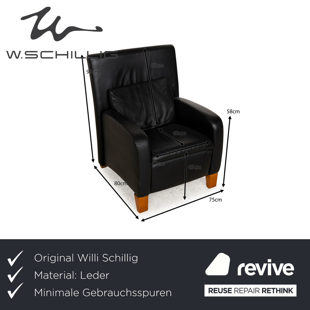 Willi Schillig leather armchair black
