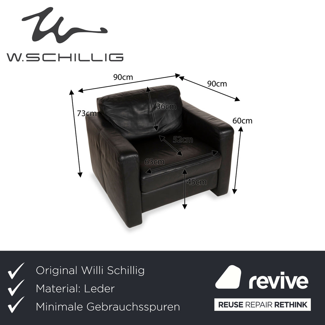 Willi Schillig fauteuil en cuir noir