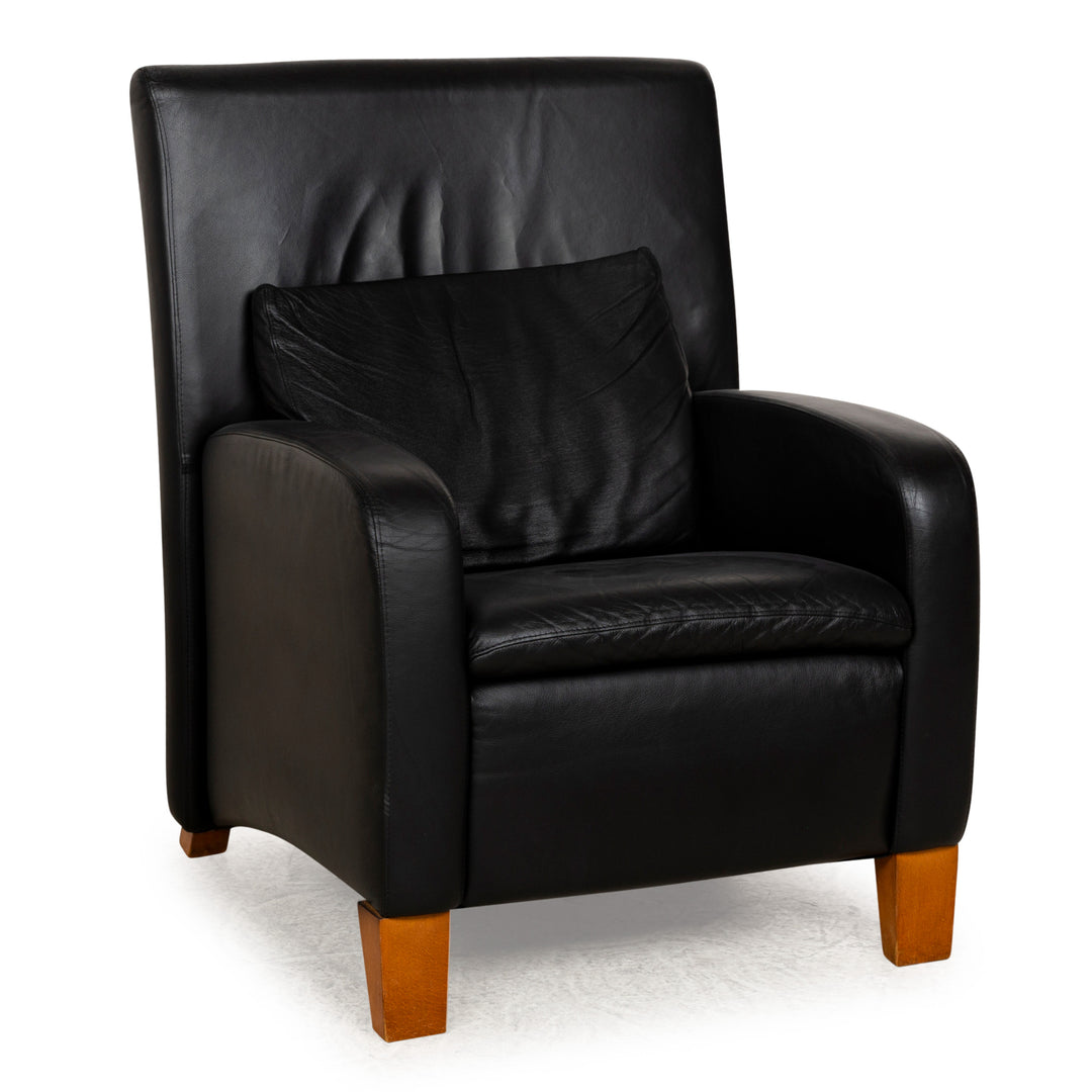 Willi Schillig leather armchair black