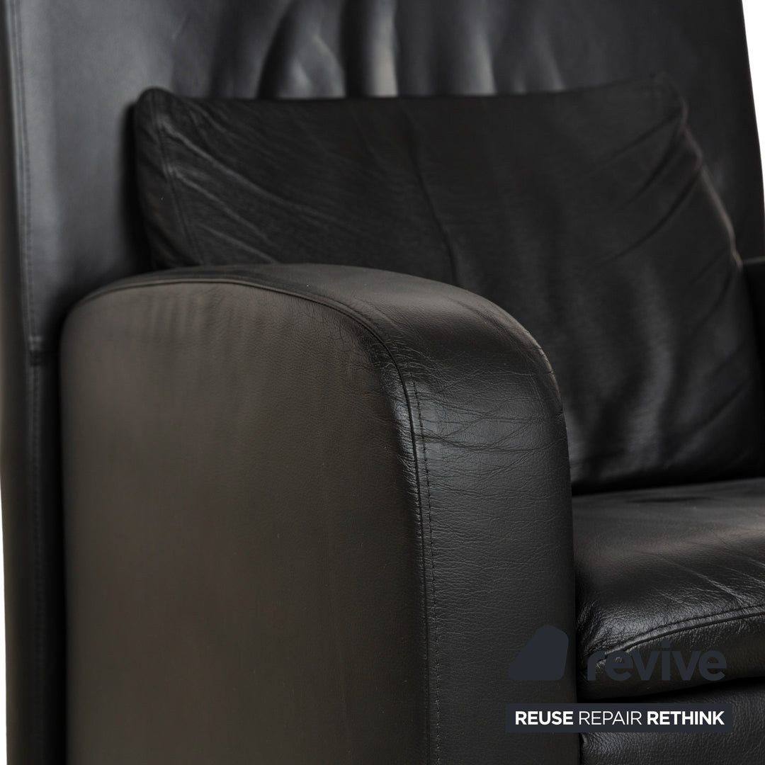 Willi Schillig leather armchair black