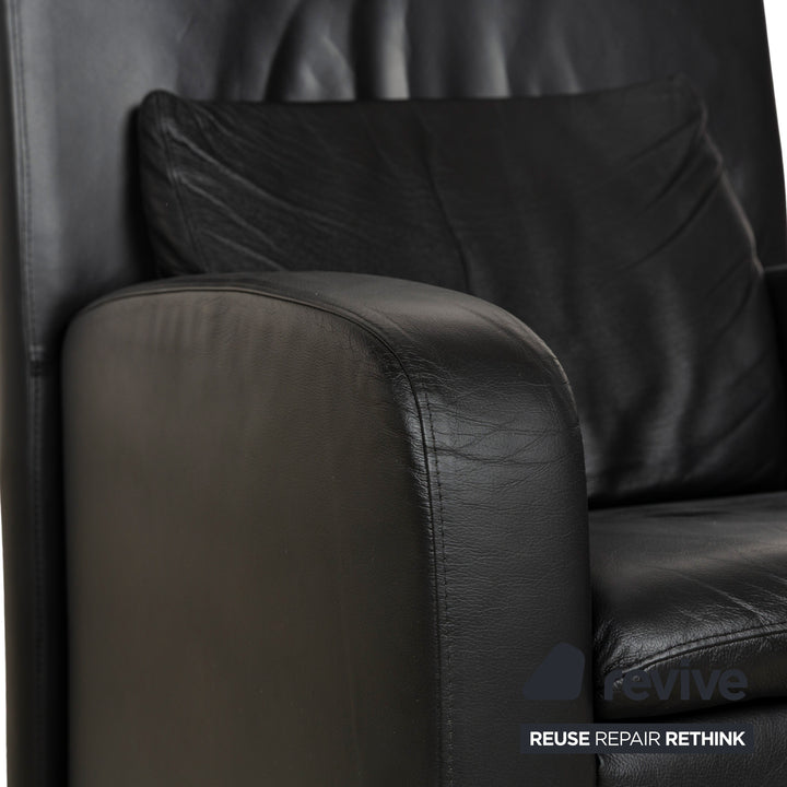 Willi Schillig leather armchair black