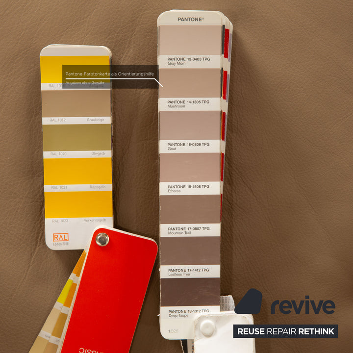 Willi Schillig leather sofa set beige stool armchair three-seater beige taupe sofa couch