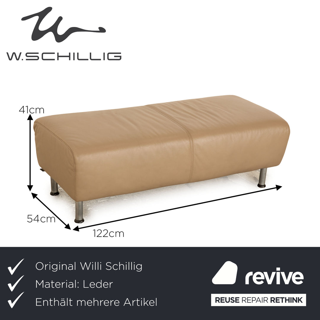 Willi Schillig leather sofa set beige stool armchair three-seater beige taupe sofa couch