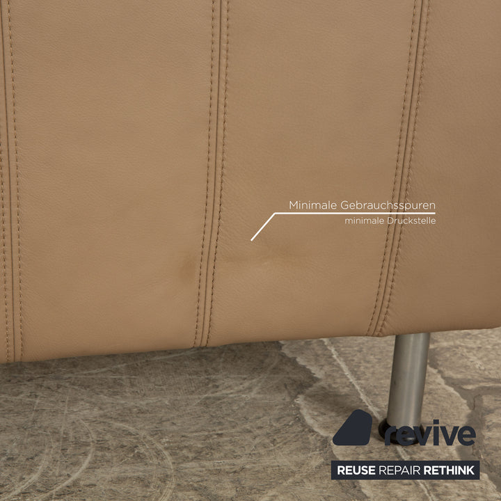 Willi Schillig leather sofa set beige stool armchair three-seater beige taupe sofa couch