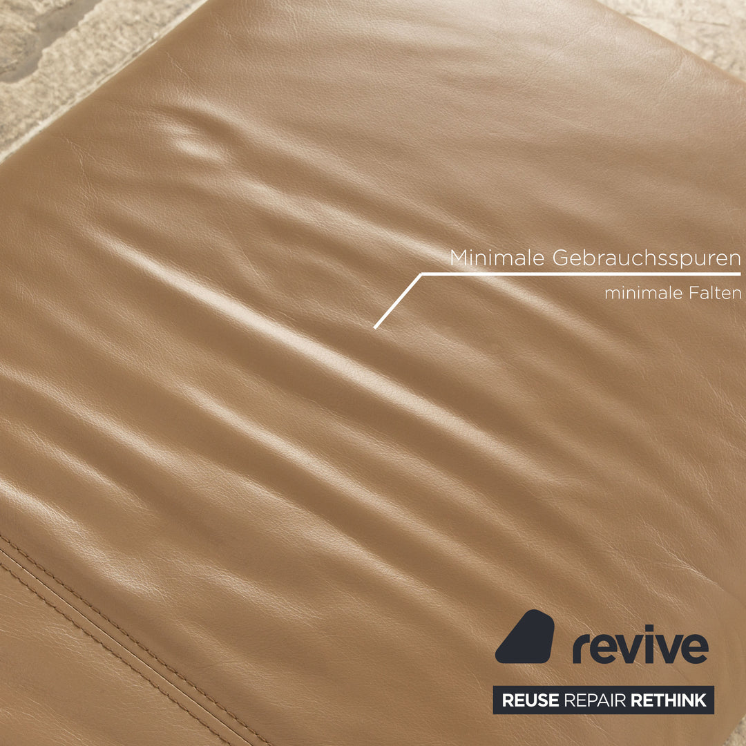 Willi Schillig leather sofa set beige stool armchair three-seater beige taupe sofa couch