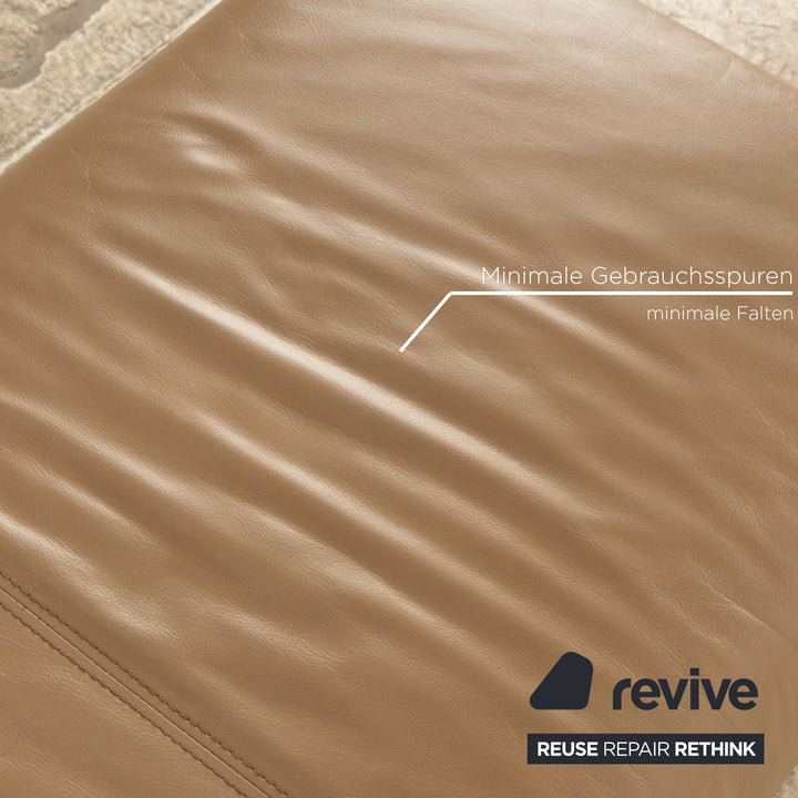 Willi Schillig leather sofa set beige stool armchair three-seater beige taupe sofa couch