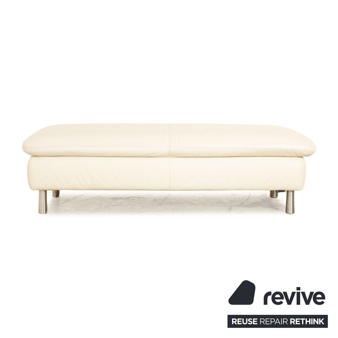 Willi Schillig Leder Sofa Garnitur Creme manuelle Funktion Dreisitzer Hocker Couch