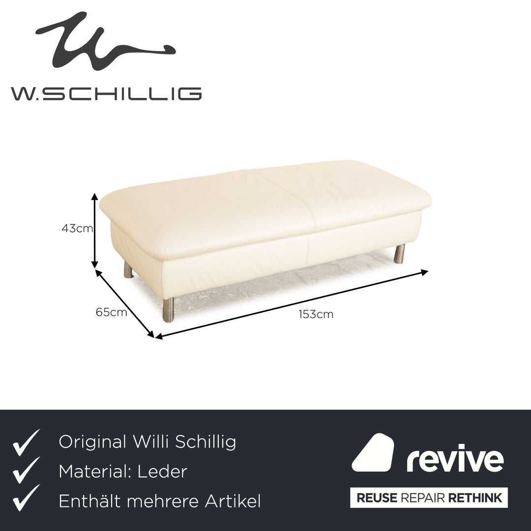 Willi Schillig leather sofa set cream manual function three-seater stool couch