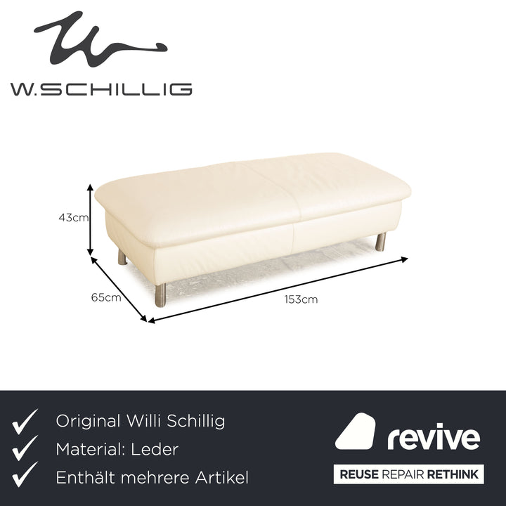 Willi Schillig Leder Sofa Garnitur Creme manuelle Funktion Dreisitzer Hocker Couch