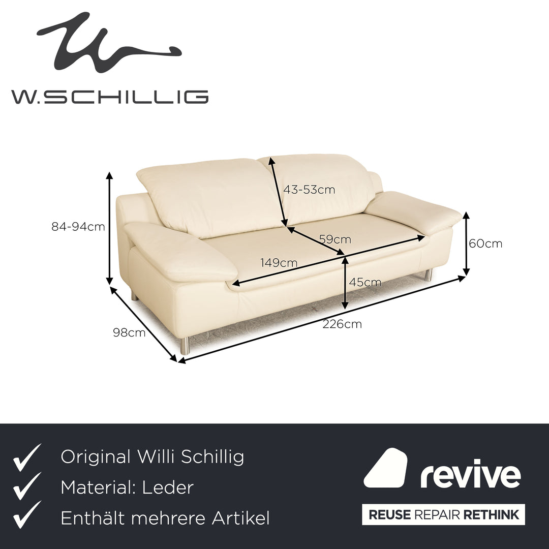 Willi Schillig leather sofa set cream manual function three-seater stool couch