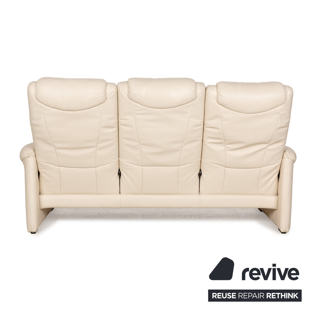 Willi Schillig Leder Sofa Garnitur Creme Sofa Couch manuelle Funktion Relaxfunktion Dreisitzer Zweisitzer Set