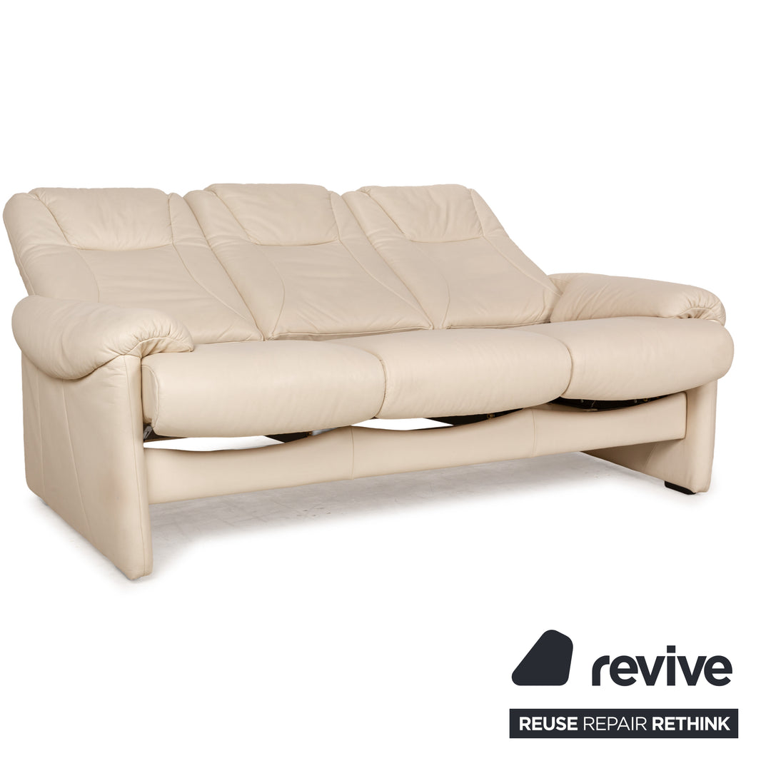 Willi Schillig Leder Sofa Garnitur Creme Sofa Couch manuelle Funktion Relaxfunktion Dreisitzer Zweisitzer Set