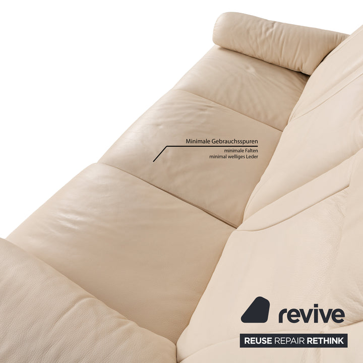 Willi Schillig Leder Sofa Garnitur Creme Sofa Couch manuelle Funktion Relaxfunktion Dreisitzer Zweisitzer Set