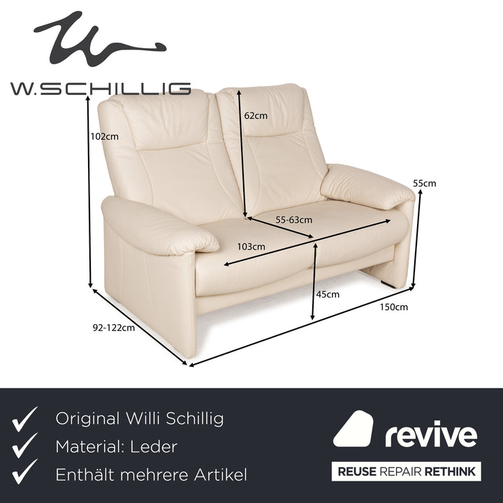 Willi Schillig Leder Sofa Garnitur Creme Sofa Couch manuelle Funktion Relaxfunktion Dreisitzer Zweisitzer Set