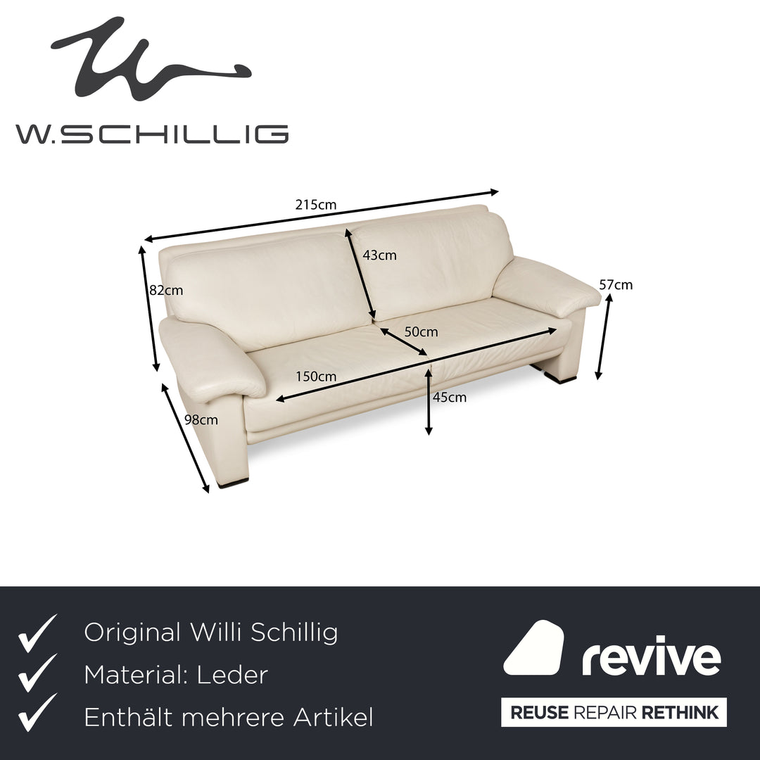 Willi Schillig Leder Sofa Garnitur Dreisitzer Zweisitzer Sessel Creme Grau Couch